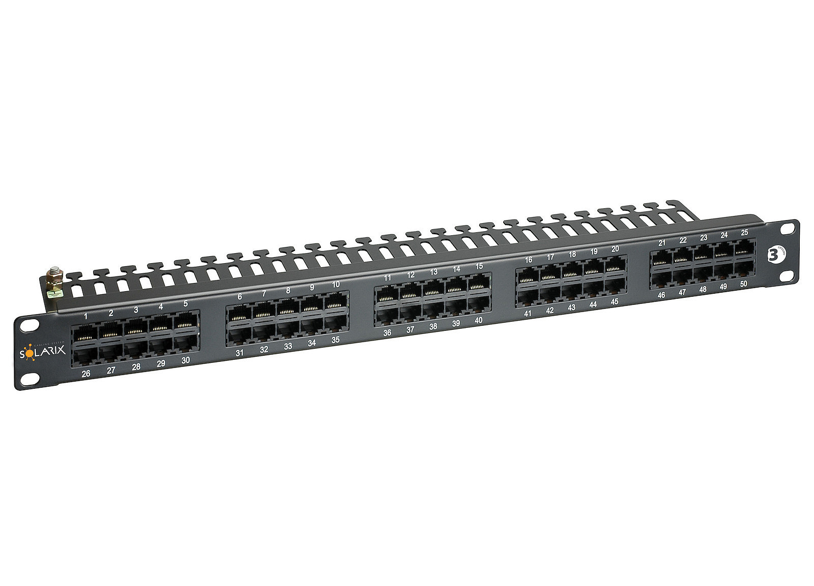 Patchpanel SOLARIX SX50-ISDN-BK, 19", ISDN, 50x RJ45, 1U, černá