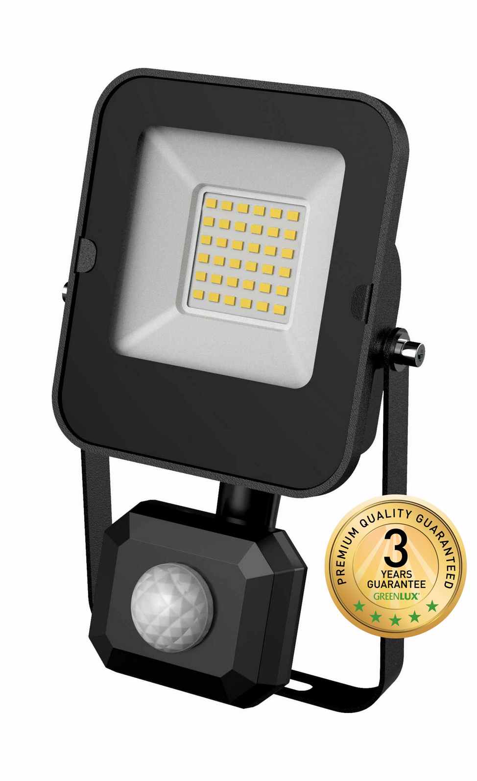 Reflektor LED GREENLUX ALFA PIR SMD 20W , senzor, IP65, neutrální bílá, černá