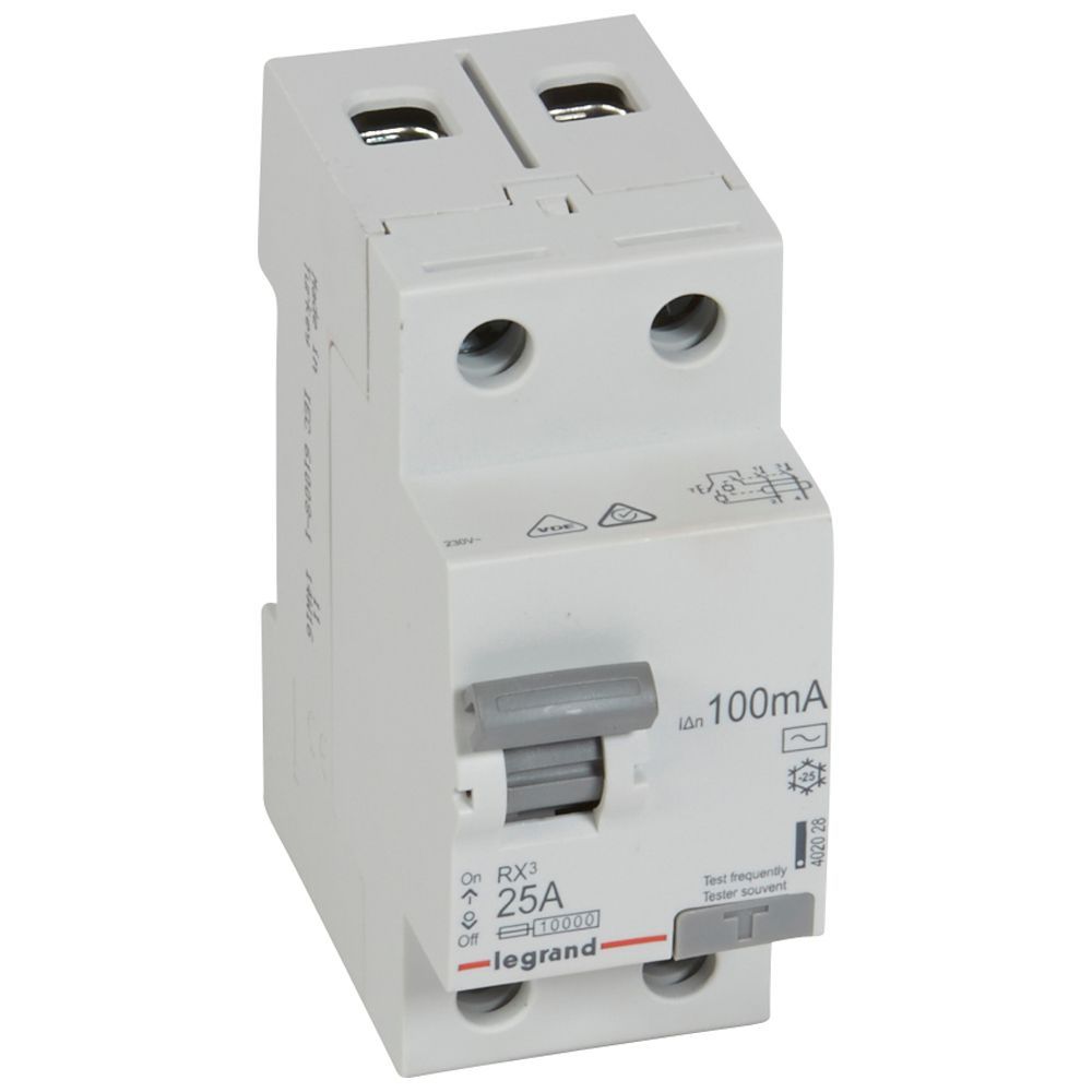 Chránič dvoupolový LEGRAND 402028 RX3 CHRÁN. 2P 25A 100MA AC