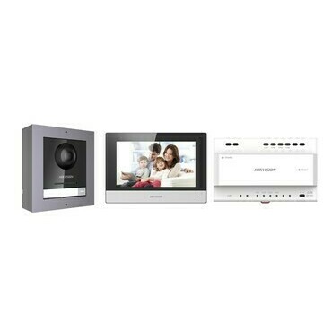 Hikvision DS-KIS702 kit videotelefonu, 2-drát, bytový monitor + dveřní stanice + napájecí zdroj