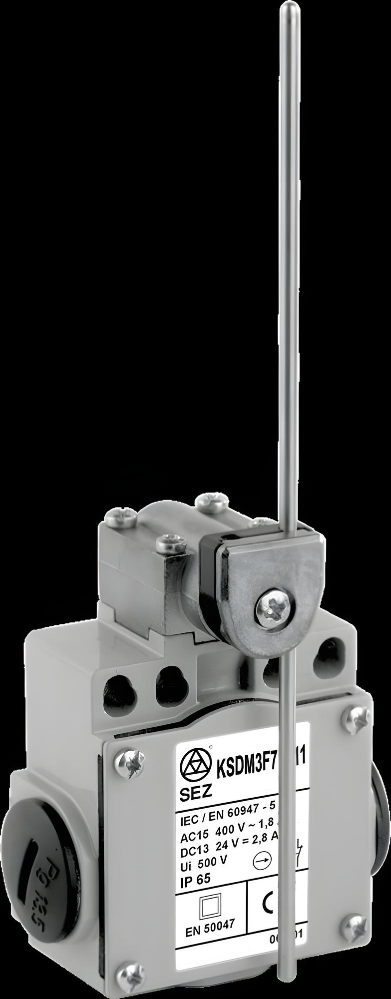SEZ KSBM5E93X11 Koncový spínač kovový, multisměrový, ovládaný nerezovou pružinou, šířka 40 mm
