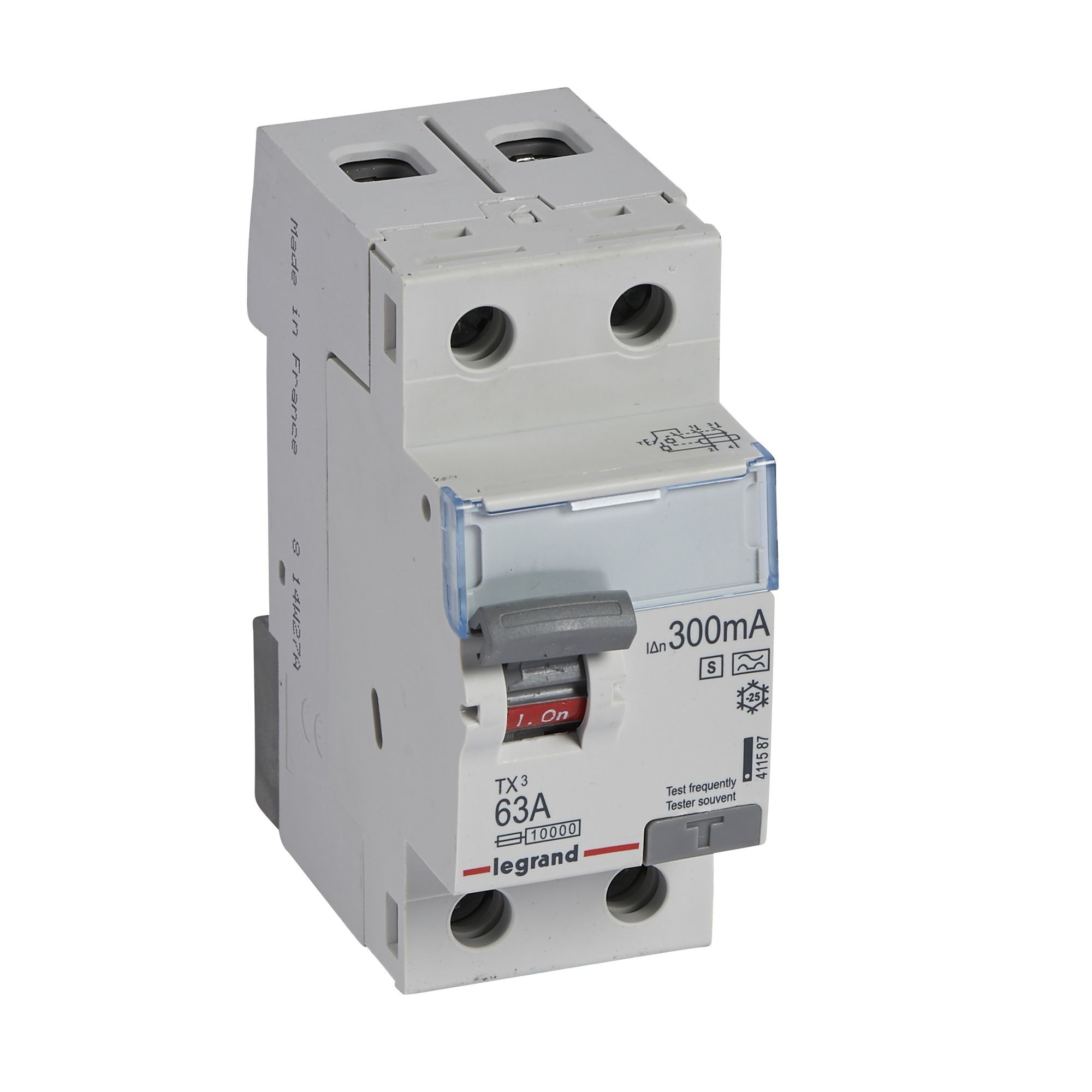 Chránič dvoupolový LEGRAND 411587 TX3 CHRÁN. 2P 63A 300MA A-S