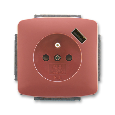 ABB 5569A-A02357 R2 Tango Zásuvka 1násobná s kolíkem, s clonkami, s USB nabíjením