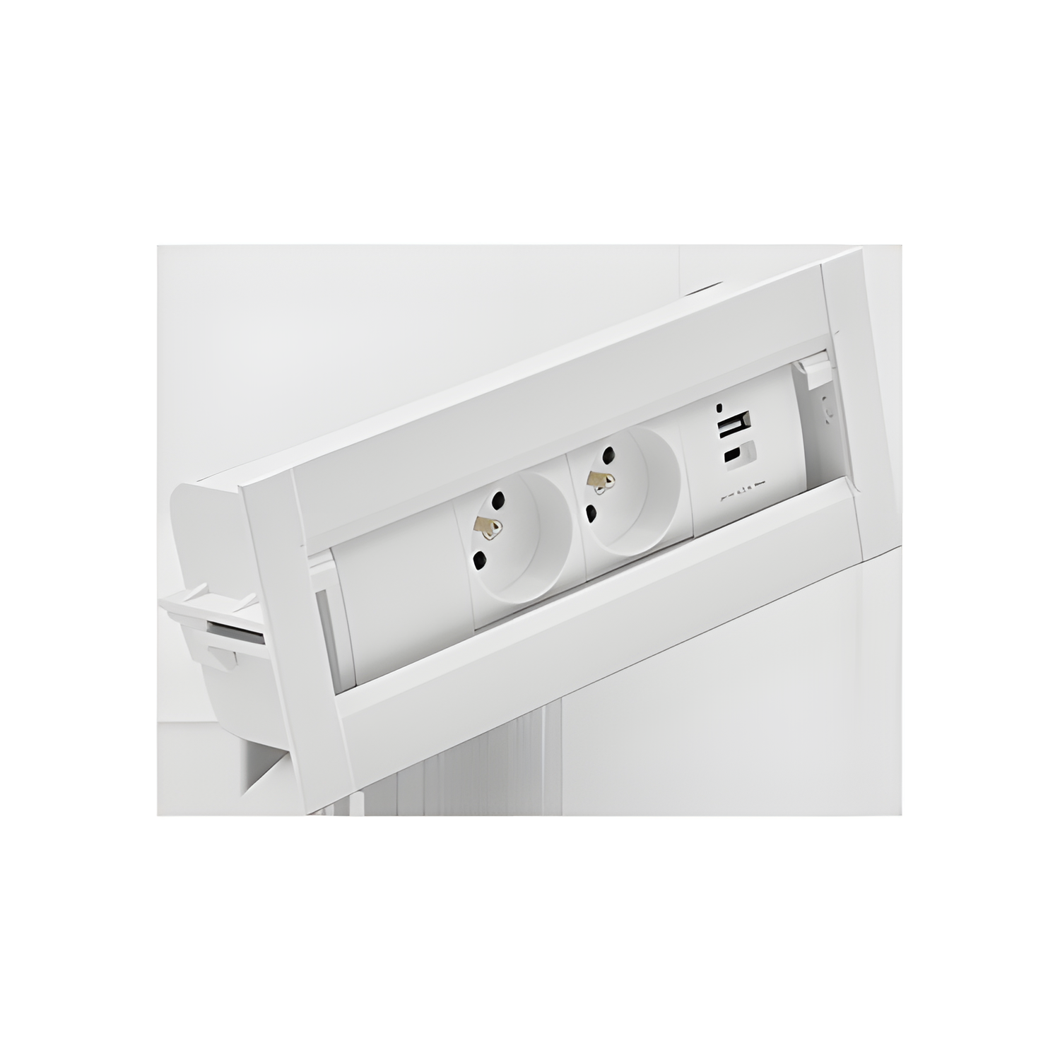 Mediaport Spinner SIMON 480 48630E20B000000-33, 2zásuvky+USB nabíječka, 10cm kabel, bílá