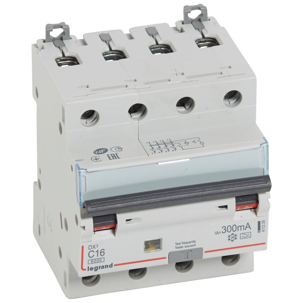 Chránič kombinovaný LEGRAND 411239 DX3 KOMB. 4P C16 300MA A 6KA