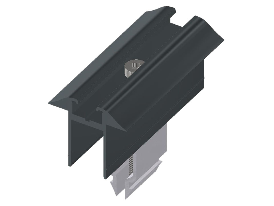Hliníkový středový úchyt pro panel 30 a 35mm černý zacvakávací