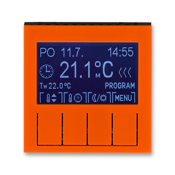 Termostat univerz. ABB Levit 3292H-A10301 66, , oranžová/kouř. černá, program. (ovl. jedn.)