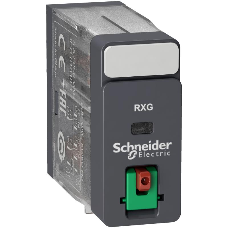 SCHN RXG21B7 Relé Zelio RXG, 2 C/O , 5 A, 24 V AC, testovací tlačítko