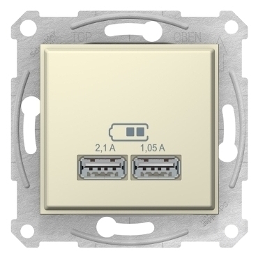 SCHN SDN2710247 Sedna - 2xUSB nabíjecí konektor 2.1A, Beige RP 0,12kč/ks