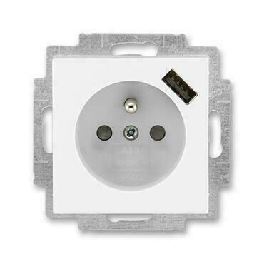 ABB 5569H-A02357 01 Levit Zásuvka 1násobná s kolíkem, s clonkami, s USB nabíjením