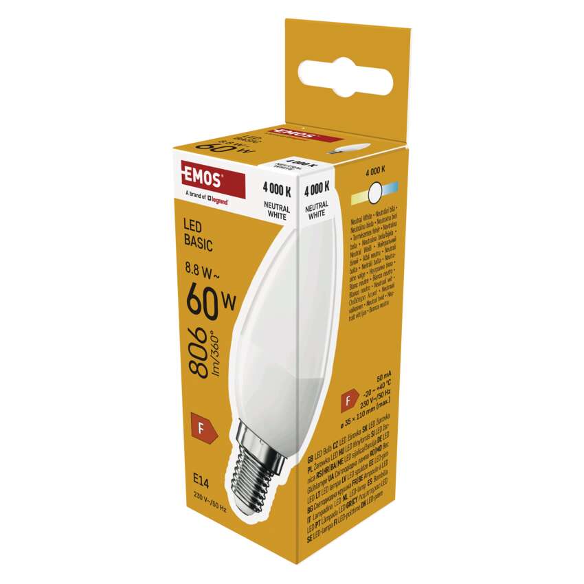 EMOS ZL3F48 LED BASIC CANDLE 8,8W(60W) 806lm E14 NW