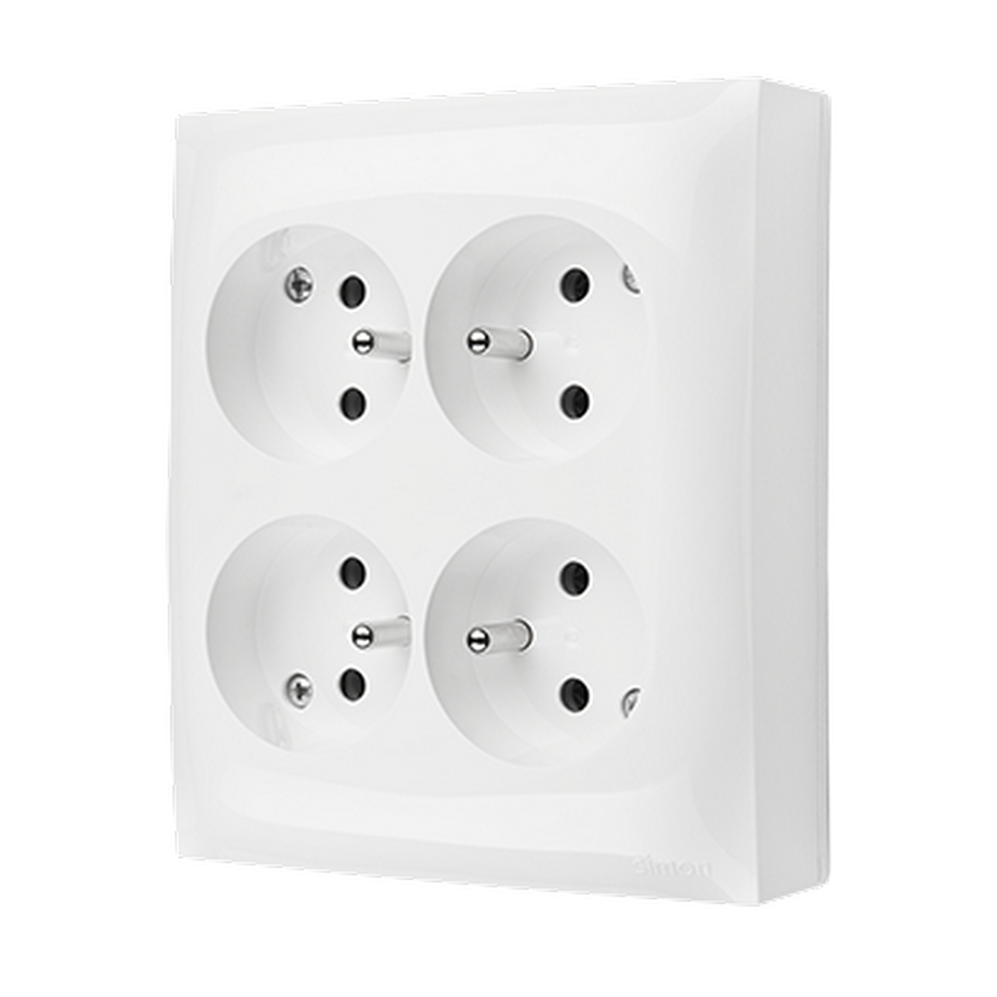 Zásuvka SIMON AQUACLICK ACGZN4Z/11, 4 nás., IP20, cl., bez víčka, 16A/250V~, šr. sv., bílá