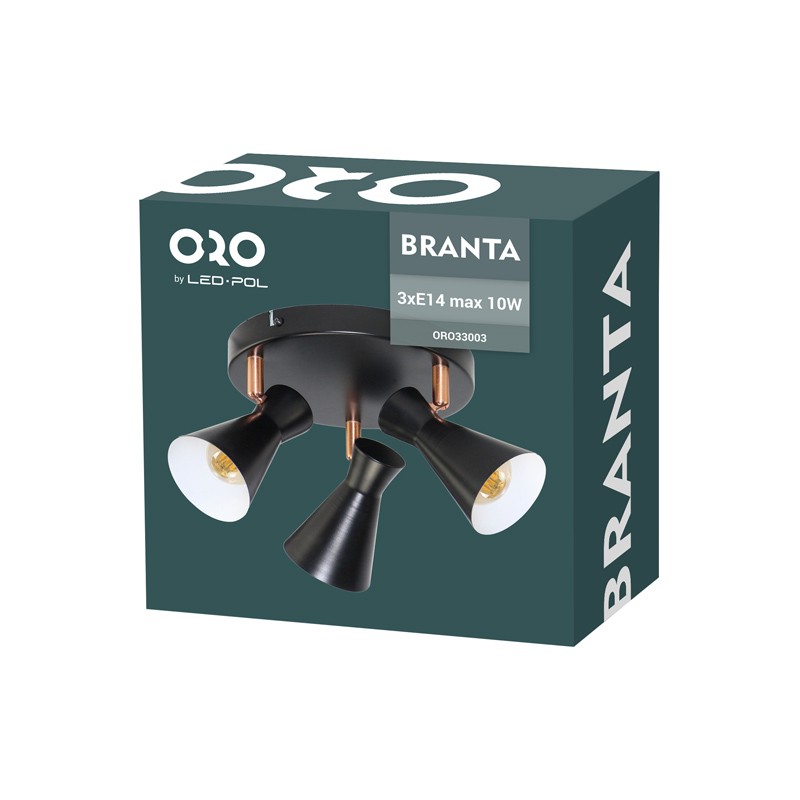 LED bodové svítidlo LED-POL Branta 3XE14 B/W