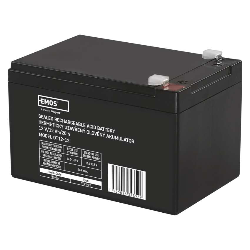 Akumulátor olověný EMOS SLA 12V 12AH FAST.6,3 MM B9656