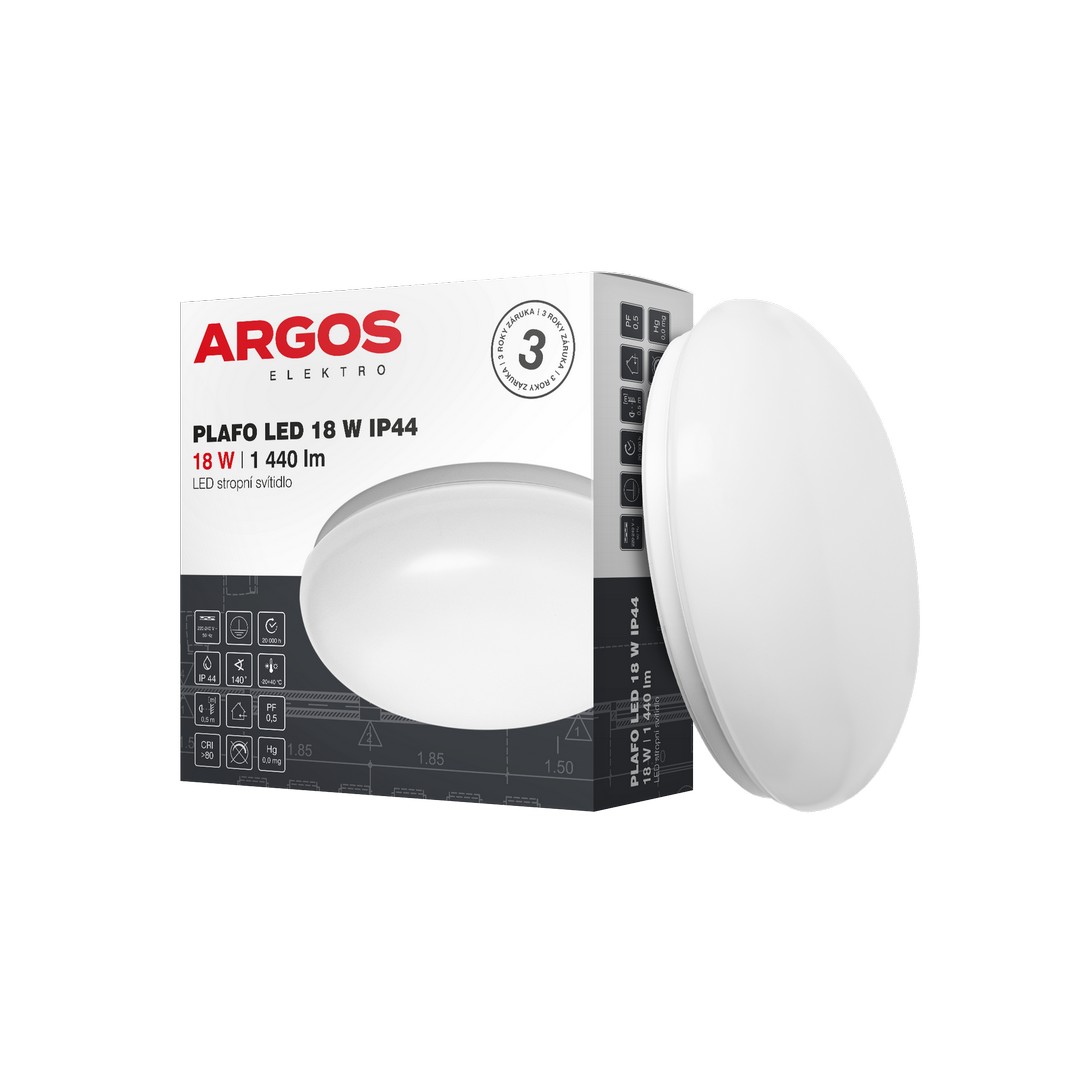 LED svítidlo přisazené ARGOS PLAFO LED 18W IP44