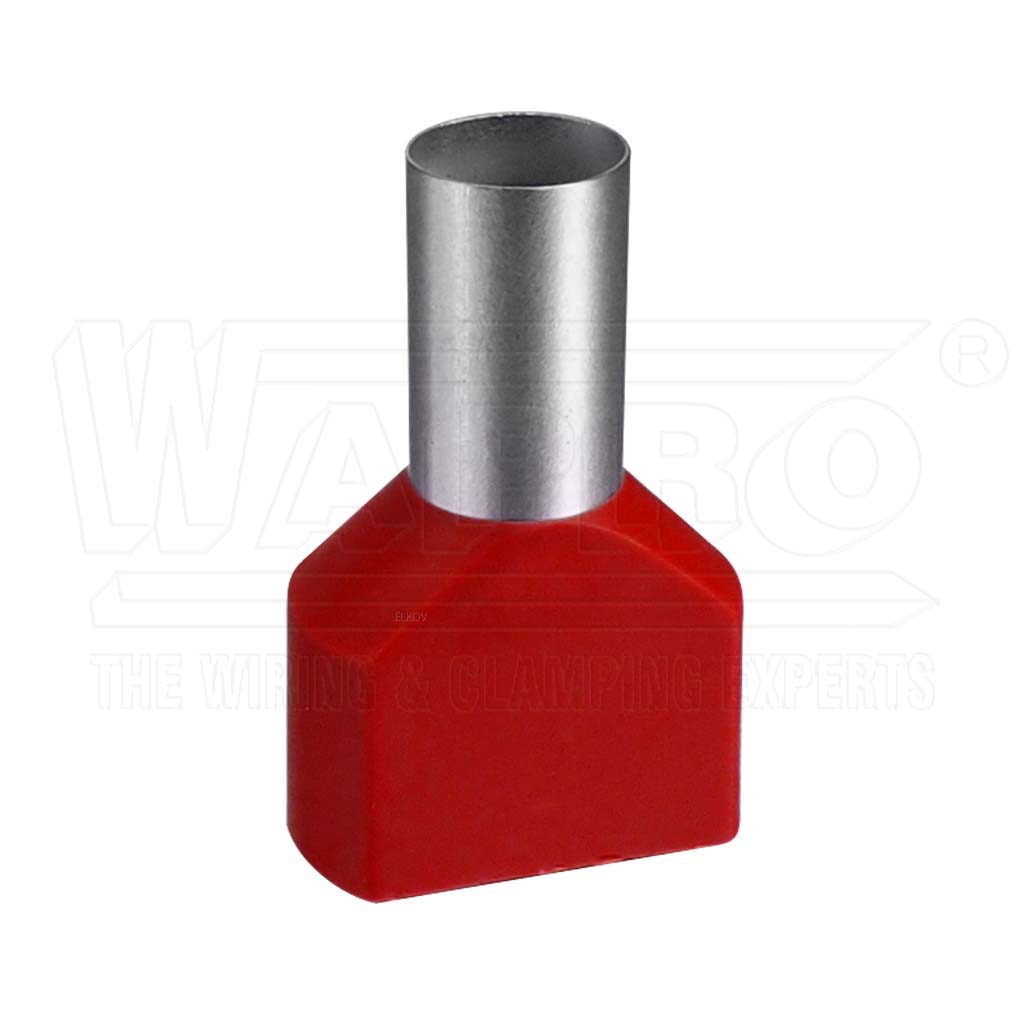 wpr7548 DUID-2x1.5-8 r lisovací dvojitá dutinka s izolací PP (polypropylen), 2 x 1,5 mm2, d: 8 mm, č