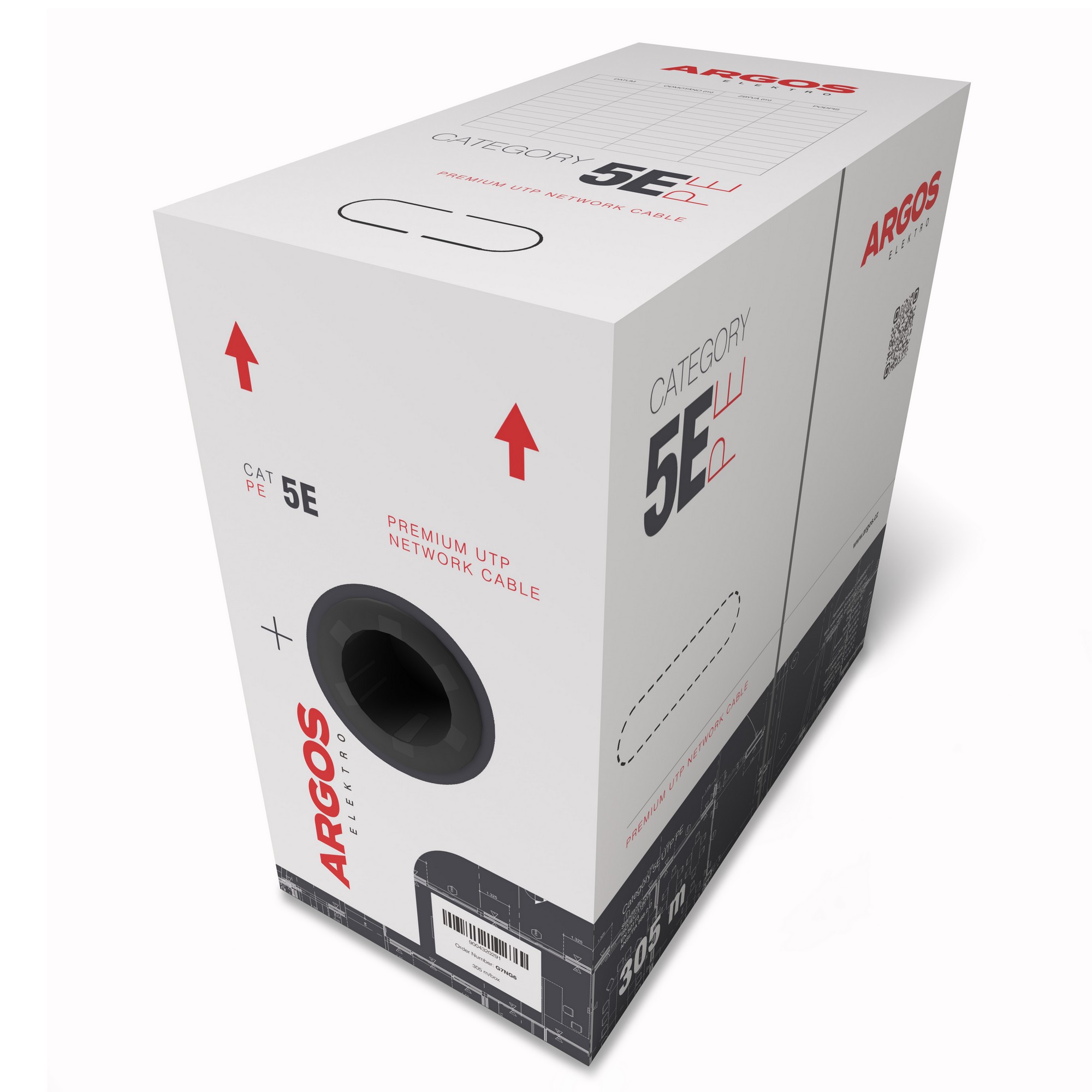 Kabel datový ARGOS CAT5E, UTP, PE, Fca, 305 m, venkovní, černá