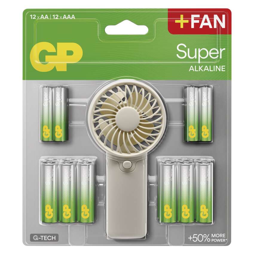 Baterie alkalická GP SUPER B0161M AA 12 + AAA 12 + Fan BL