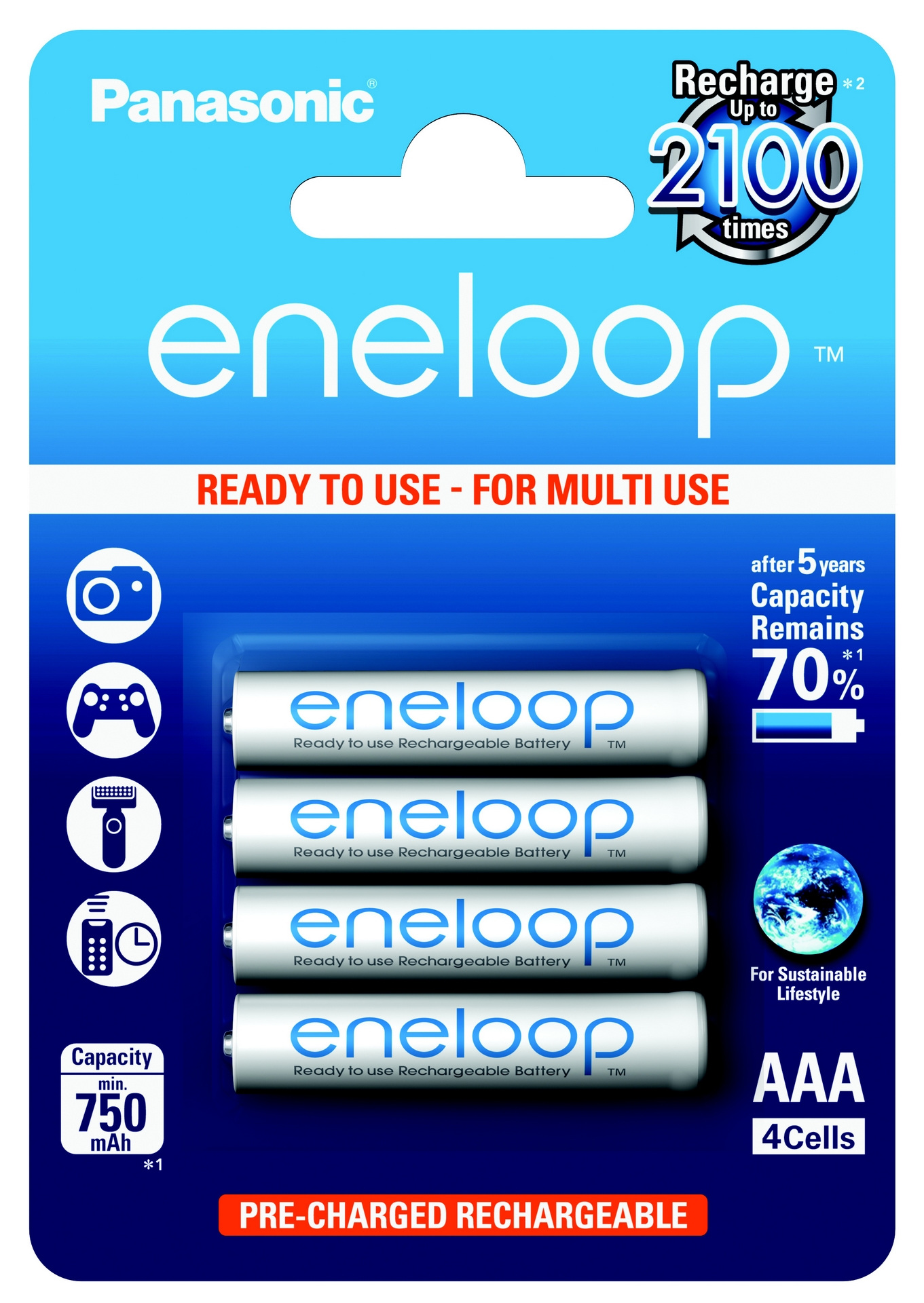 PANASONIC Eneloop AAA NiMH 800mAh / 4ks