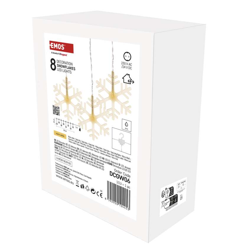EMOS DCGW06 8LED ACRYLIC SNOWFLAKE WW