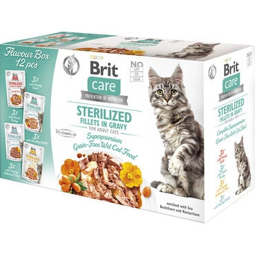 Brit Care Cat Flavour box Sterilized Fillet in Gravy, 4× 3pcs. (12× 85 g)