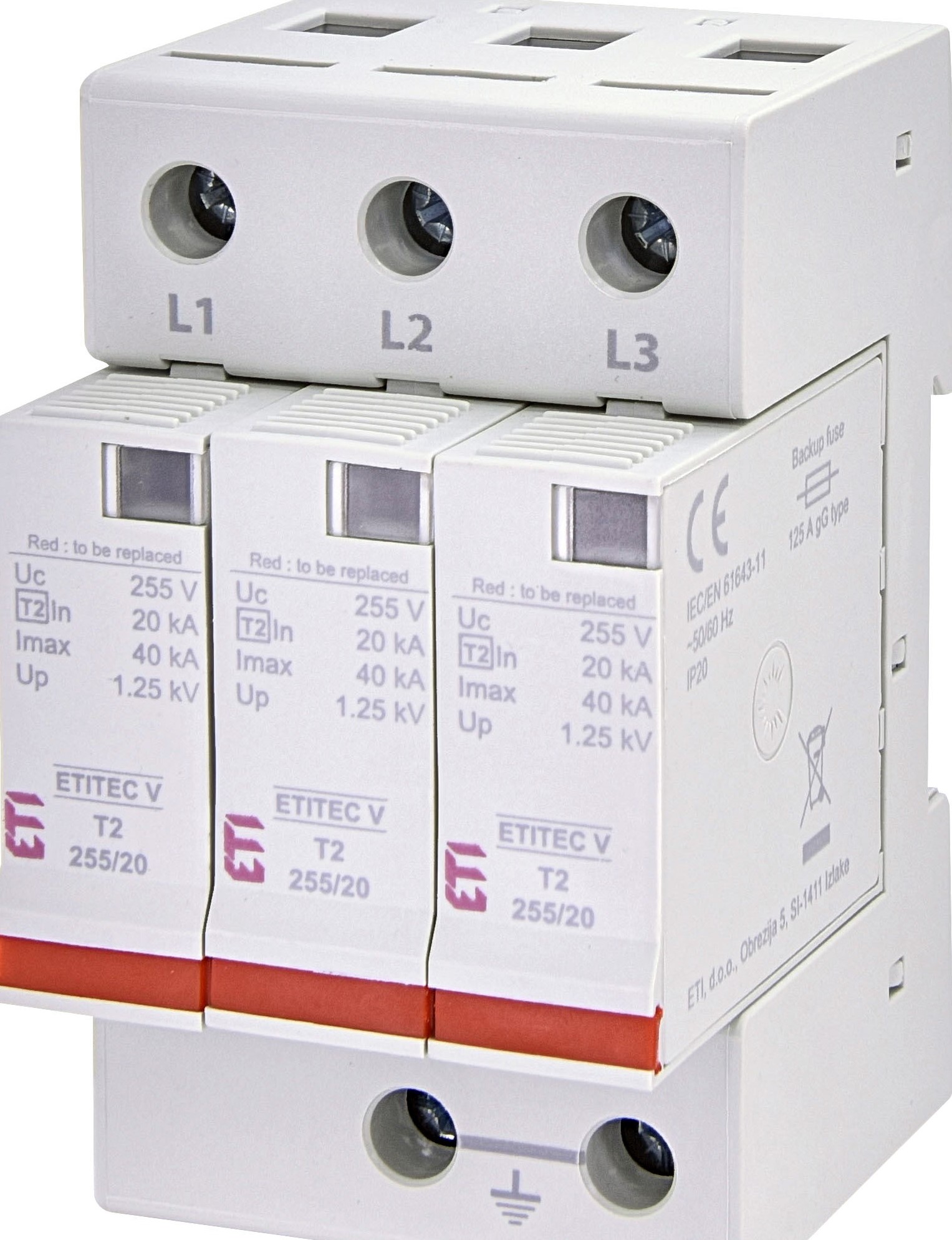 ETI 002442955 svodič přepětí, ETITEC V T2 255/20 3+0