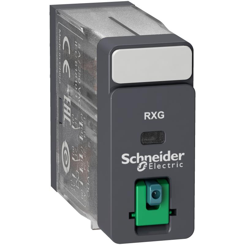 SCHN RXG21JD Relé Zelio RXG, 2 C/O , 5 A, 12 V DC, testovací tlačítko