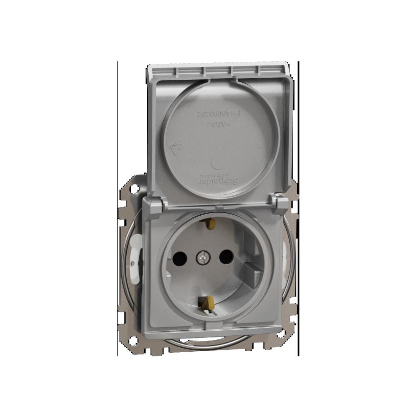 SCHN SDD213024 Sedna D/E - Zásuvka 230V 16A Schuko IP44, Aluminium