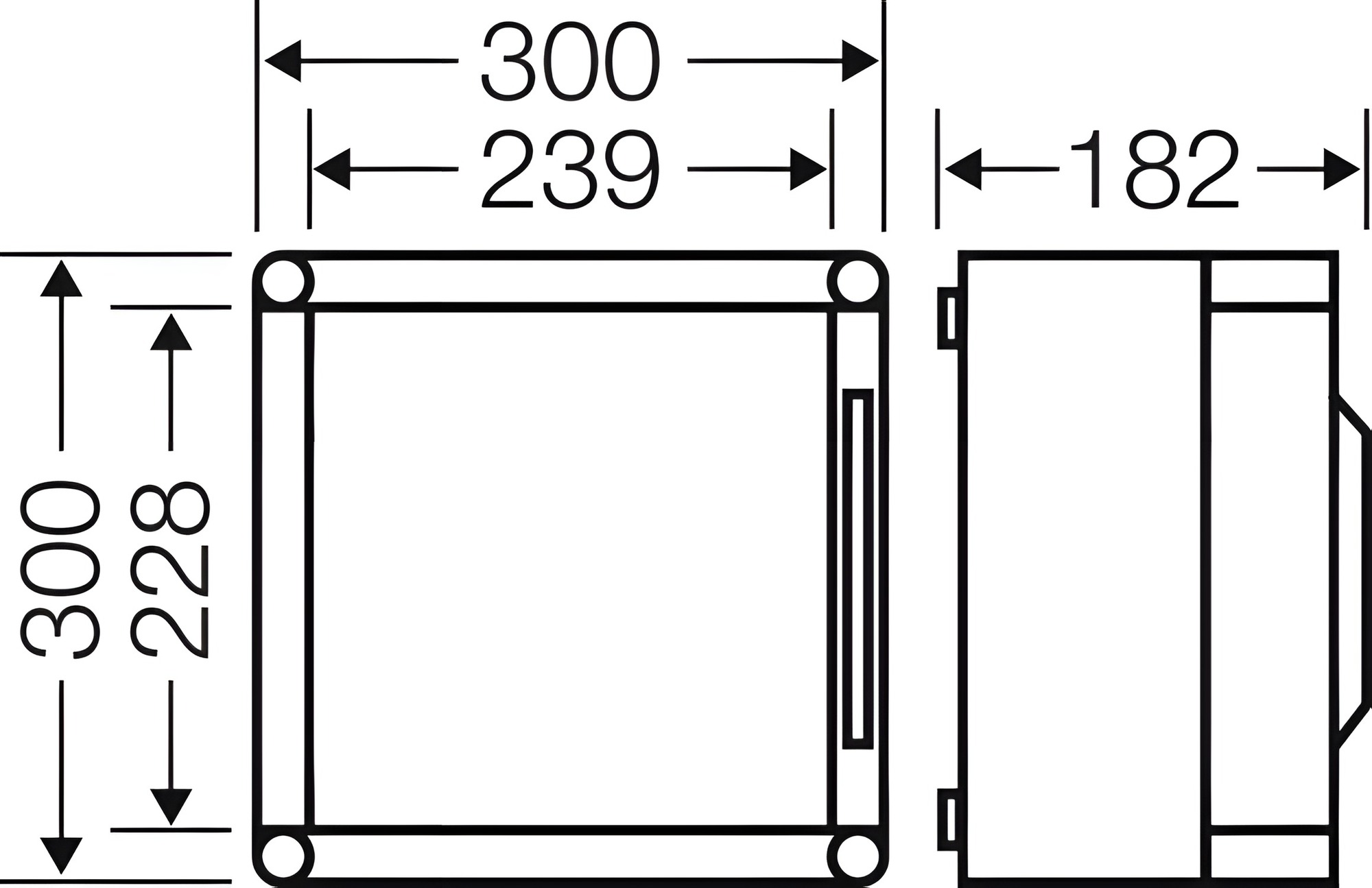 HEN Mi 0221 Prázdná rozvodnice s odklápěcím neprůhledným víkem IP 65, vnější rozměry (š-v-h) 300x300
