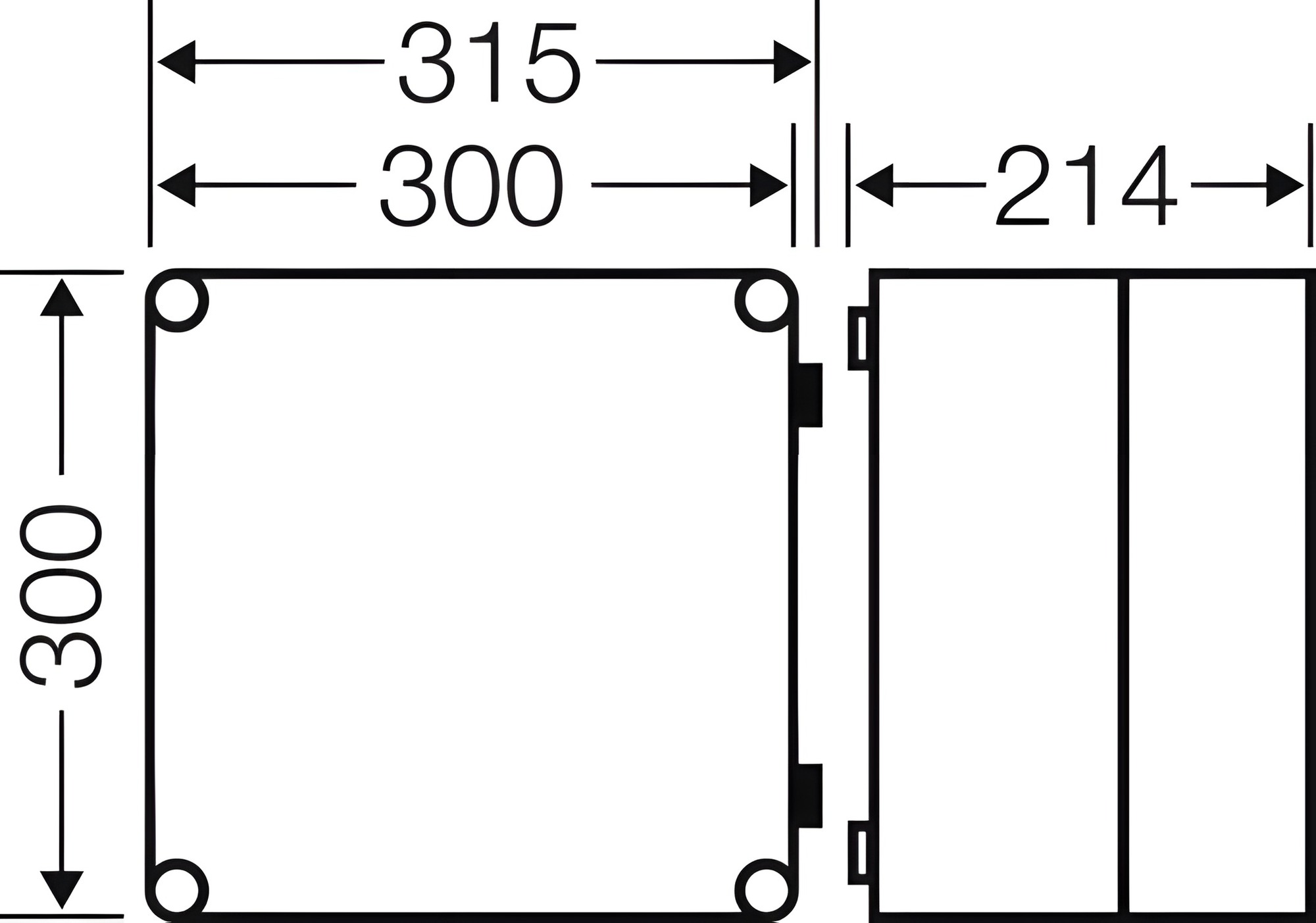 HEN Mi 9210 Prázdná rozvodnice s průhledným víkem na pantech, IP 65, vnější rozměry (š-v-h) 300x300x