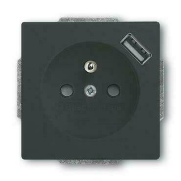 ABB 2CKA002017A0893 Future Zásuvka 1násobná s ochr. kolíkem a clonkami, bezšr. svorky, USB nabíjení