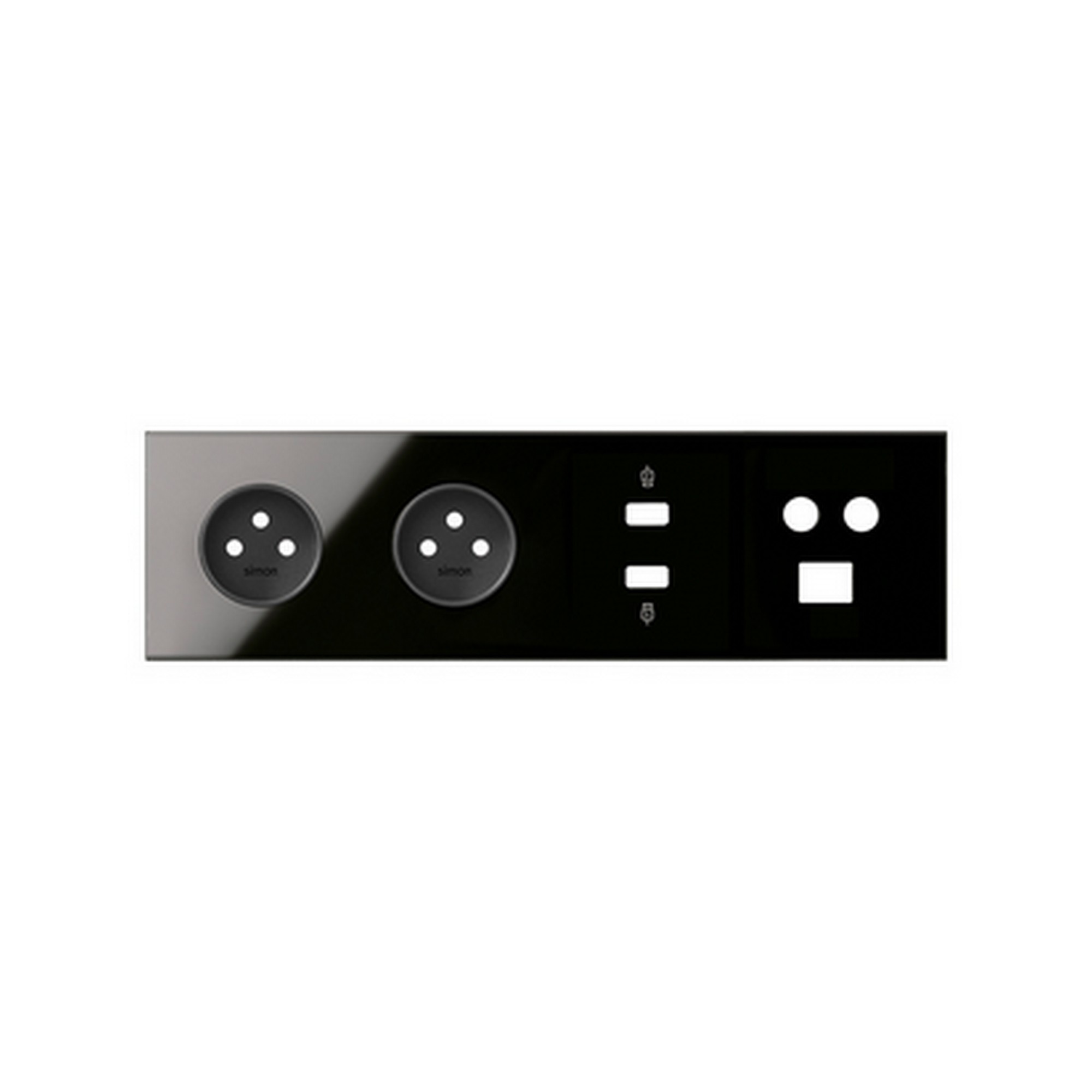 Sestava 4 násobná: 2 zásuvky+HDMI+USB+TV+SAT+RJ45, černá