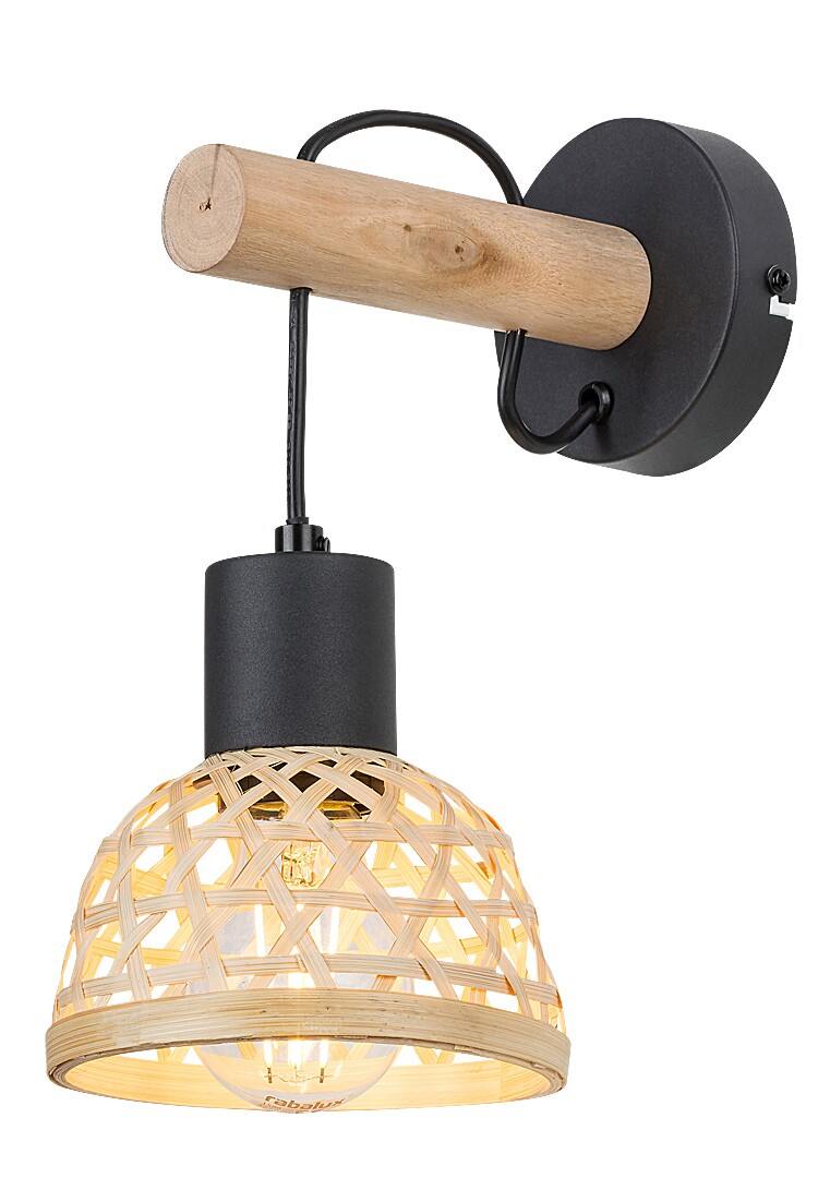 Nástěnné svítidlo Rattan černá E27 1×15W RABALUX 71025