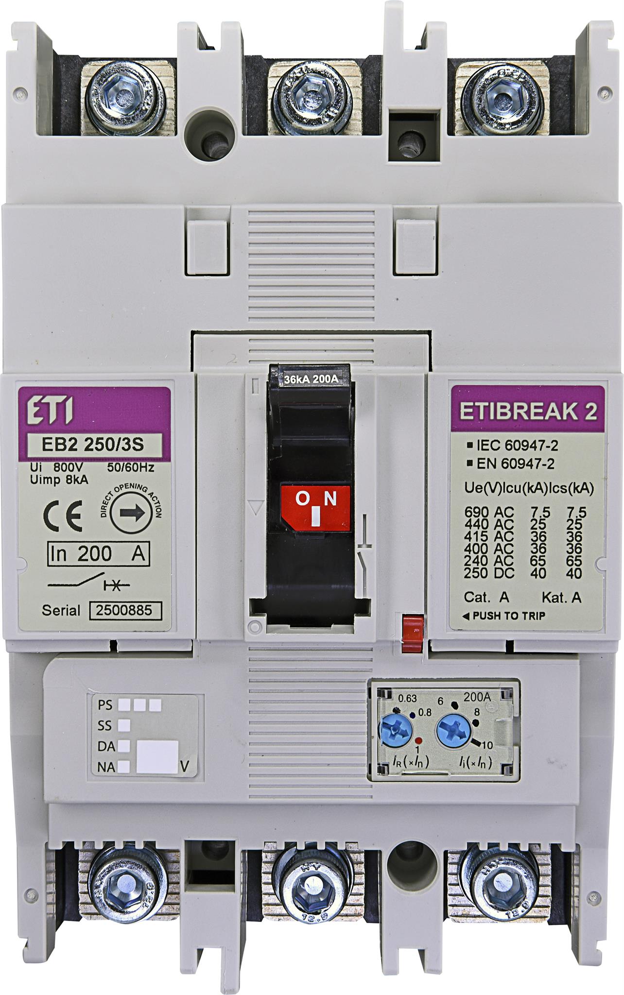ETI 004671082 kompaktní jistič, EB2 250/3S 200A 3p