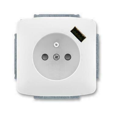 ABB 5569A-A02357 B Tango Zásuvka 1násobná s kolíkem, s clonkami, s USB nabíjením
