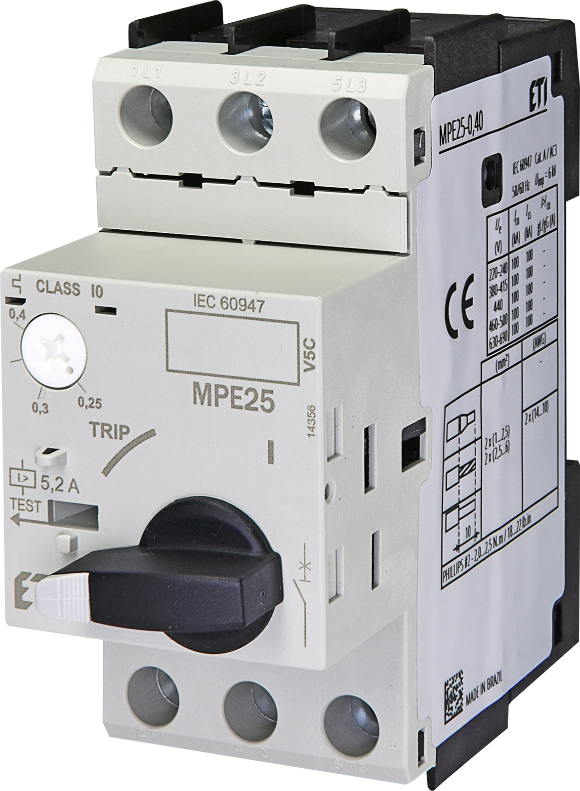 ETI 004648003 motorový spouštěč, MPE25-0,40