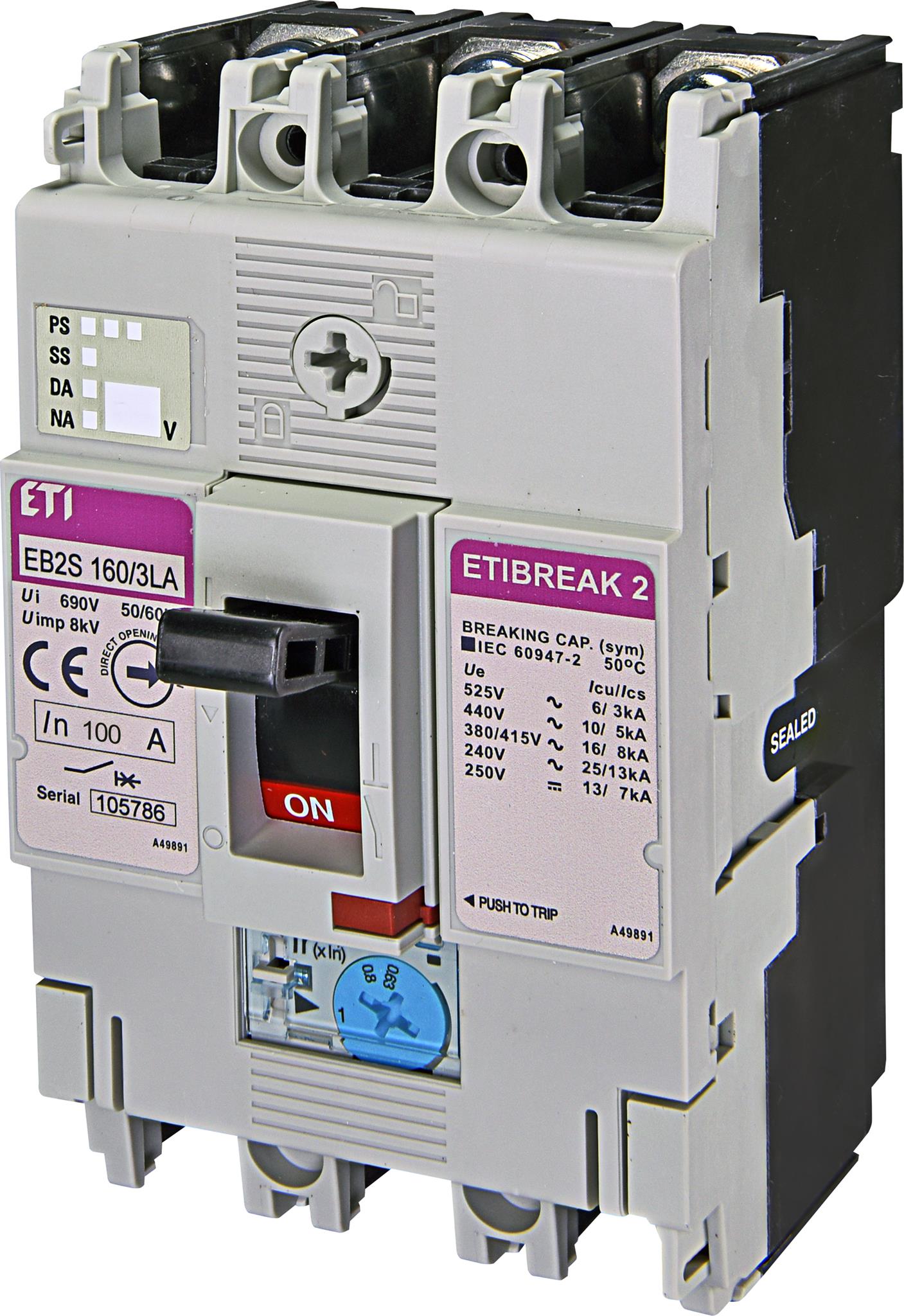 ETI 004671883 kompaktní jistič, EB2S 160/3LA 100A 3p