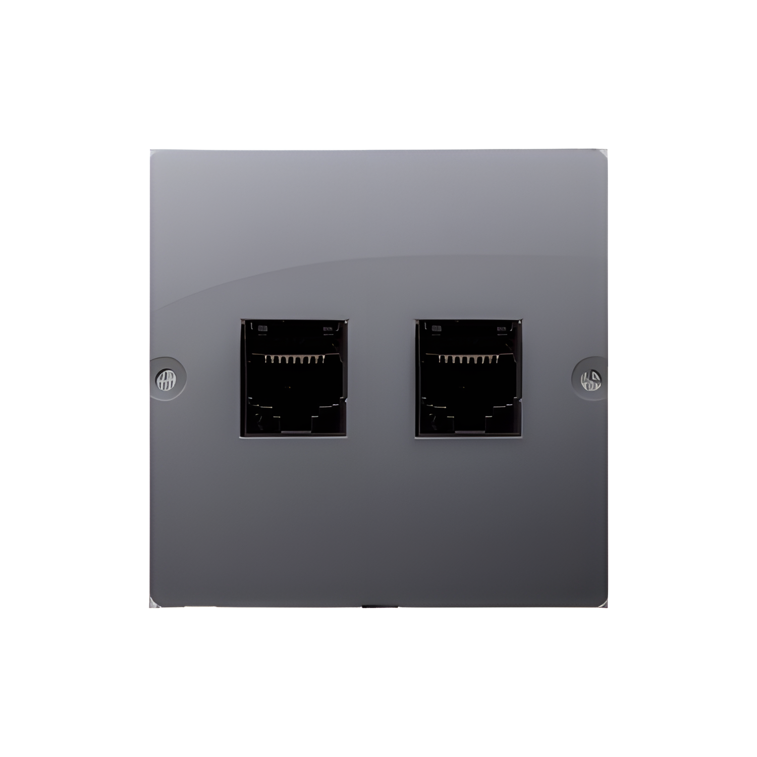 Zásuvka datová SIMON BASIC BMF52.02/43, 2 násobná RJ45 kat. 5e (přístroj s krytem), stříbrná