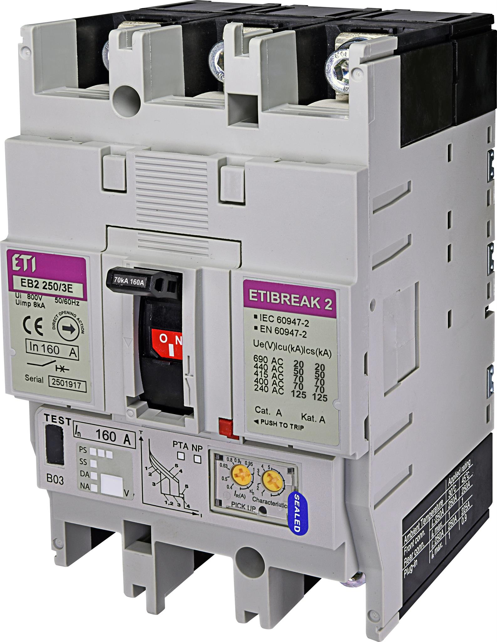 ETI 004671303 kompaktní jistič, EB2 250/3E 160A 3p