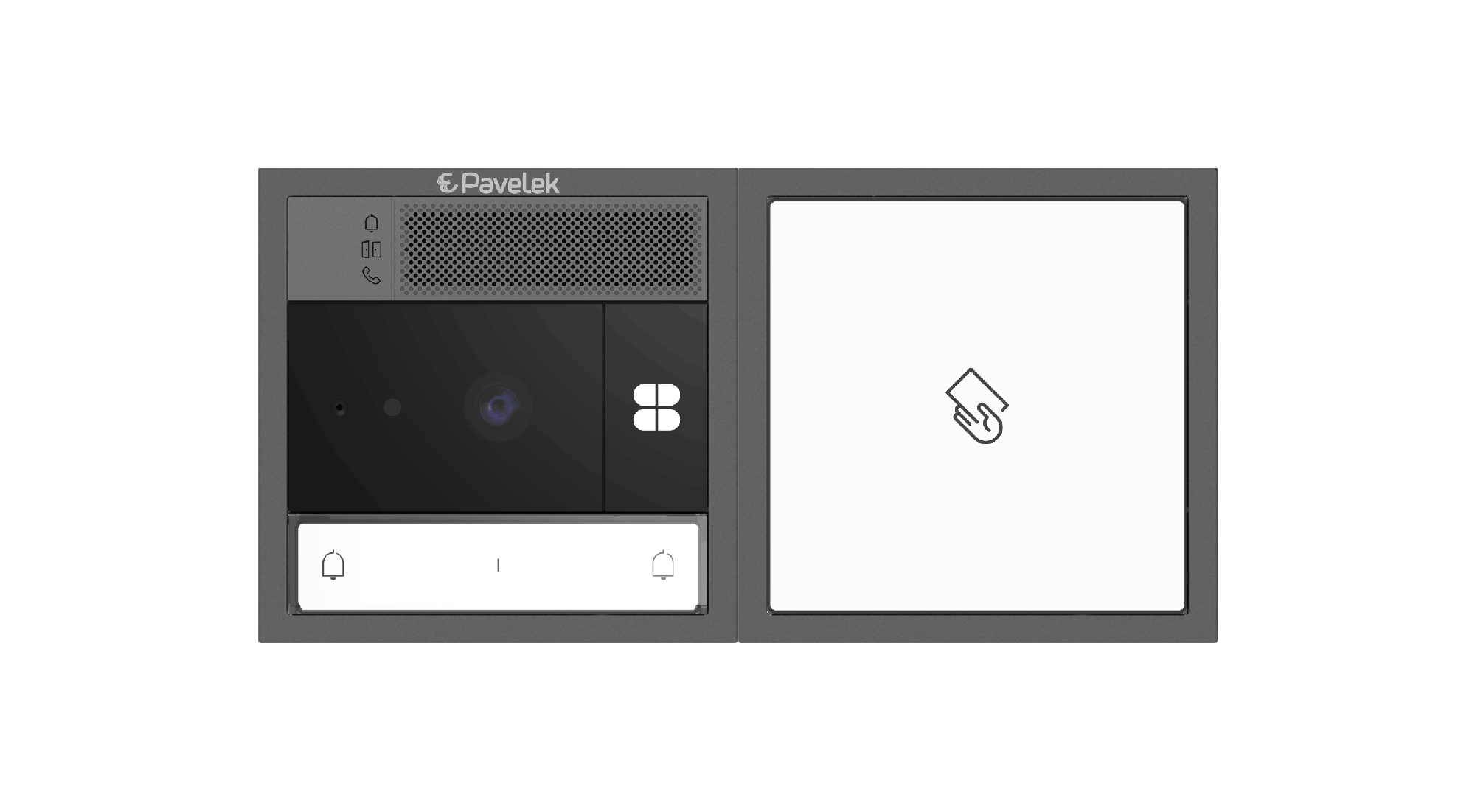 DV SYSTEM: 2 tlačítka (dělené jm.) + KAMERA + BOD Lite: čtečka RFID čipů MIFARE 13,56MHz (1M+1M) - N