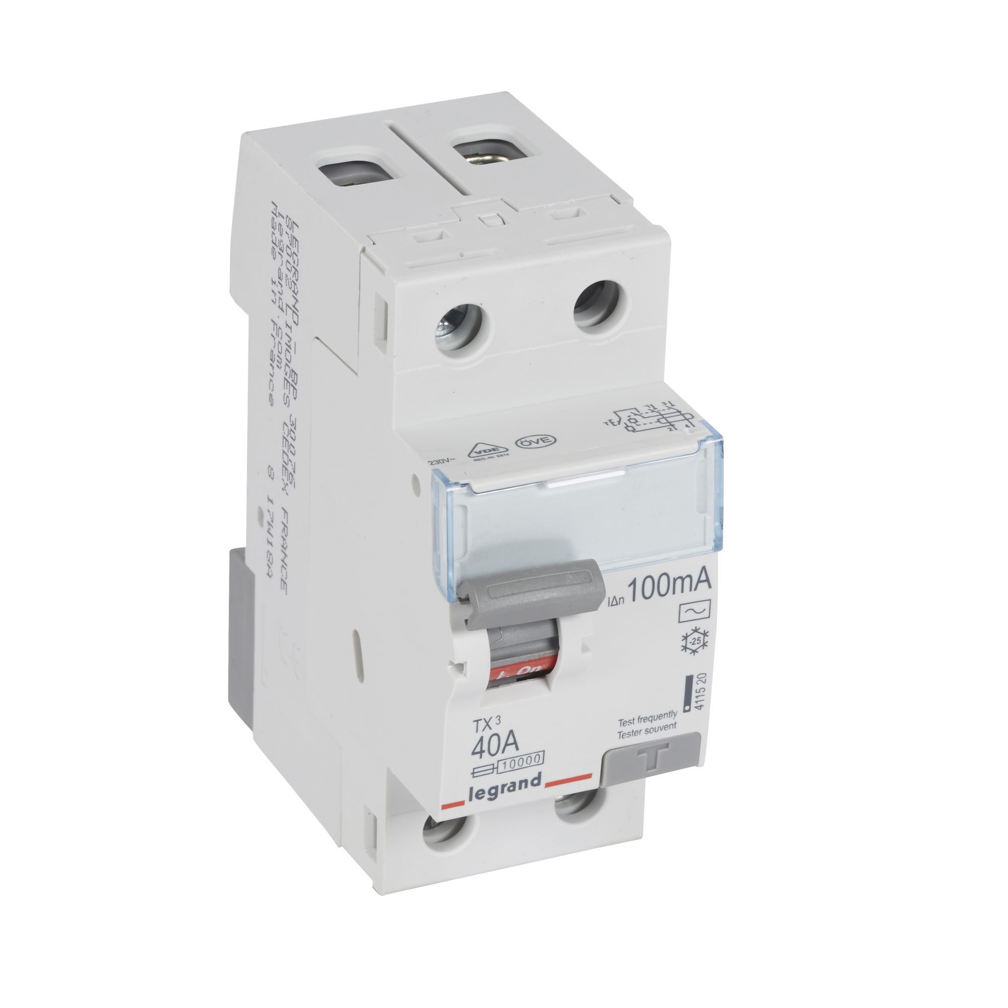 Chránič dvoupolový LEGRAND 411520 TX3 CHRÁN. 2P 40A 100MA AC