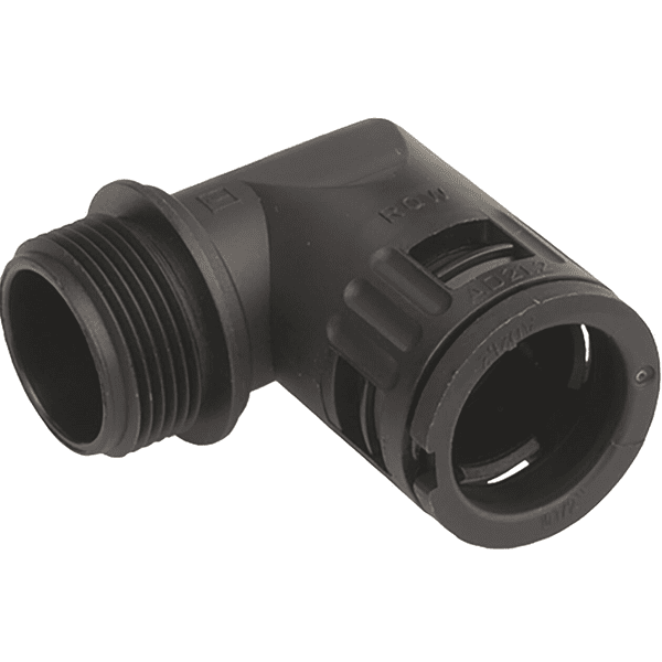 SCHM AG-5020.036.220 Hadicová spojka úhlová, 90°, plastová, černá, pro průměr 15,