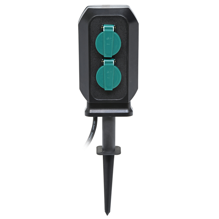 Zahradní zásuvkový sloupek ECOPLANET UFON 4 3600W, IP44, 4x zásuvka, černá