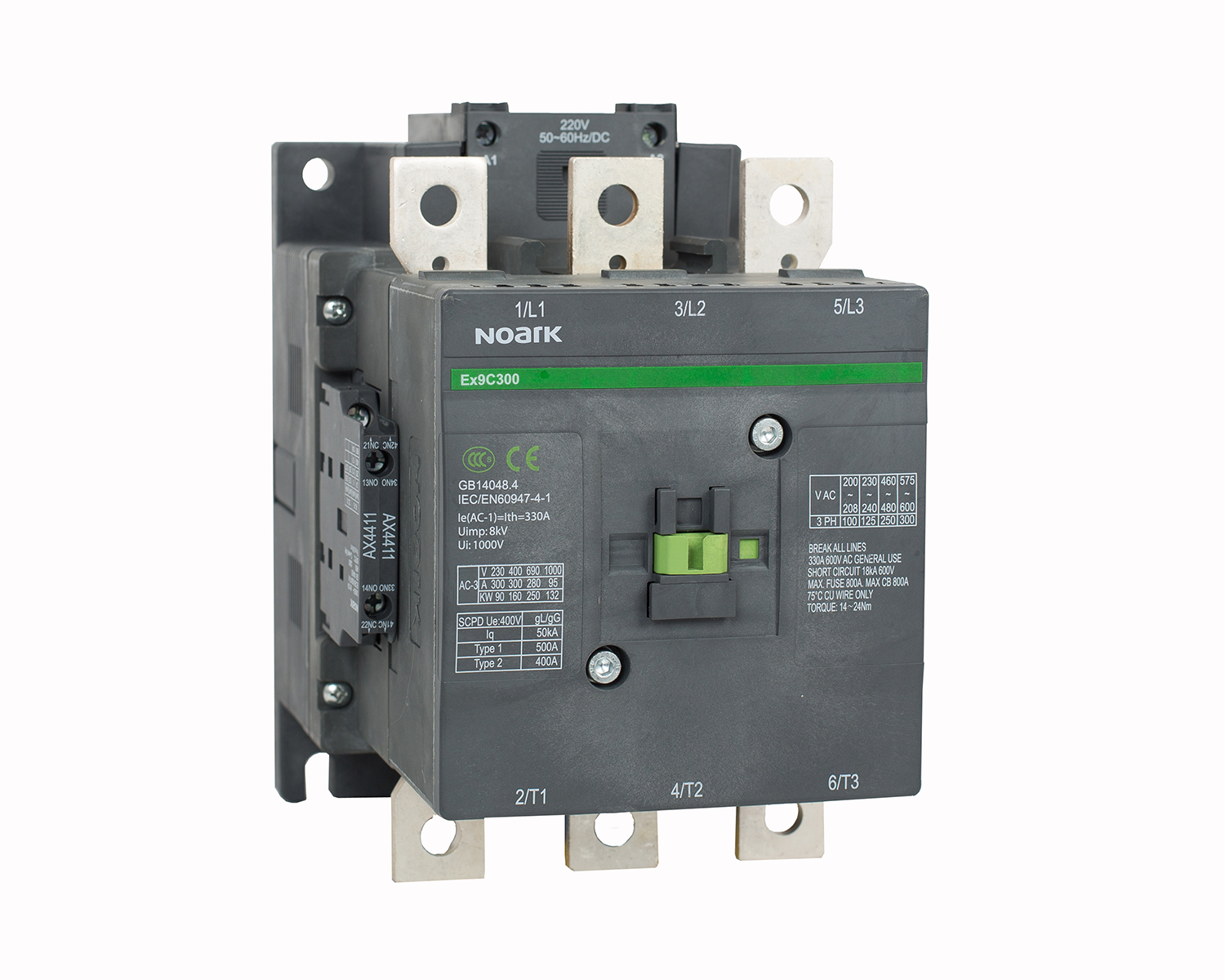 Stykač výkonový NOARK 106281 Ex9C300 22 3P 127V AC/DC 3pól, 300A AC-3, ovl. napětí 127V AC/DC