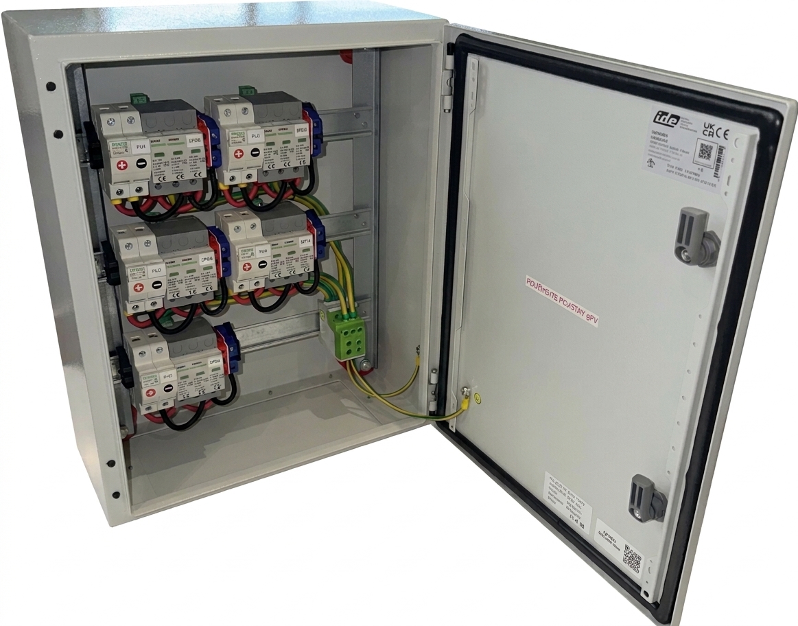 5 stringový rozvaděč Argos FVE_ARGOS_PV5_T1+T2, Oceloplechová skříň, 500x400x200, IP66