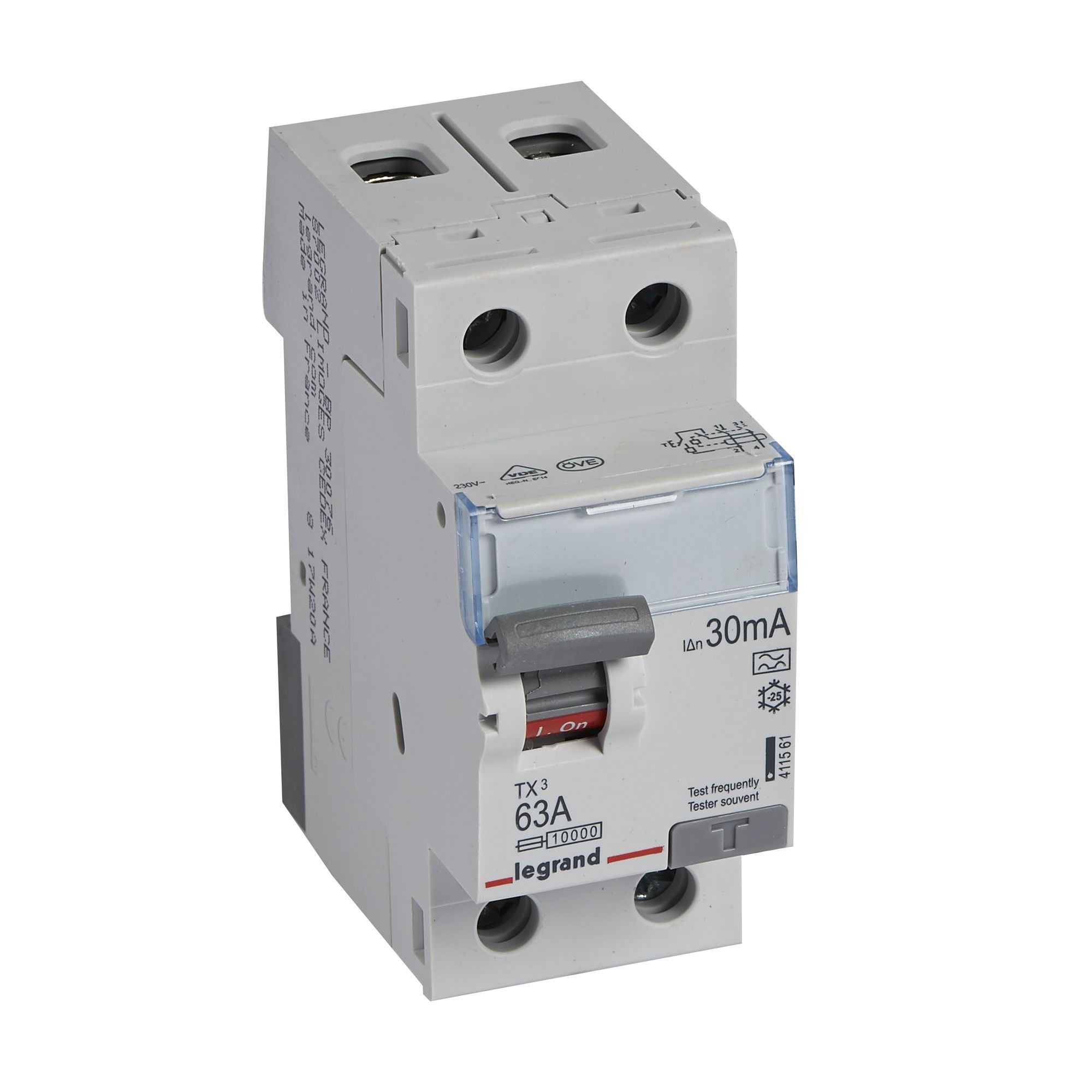 Chránič dvoupolový LEGRAND 411561 TX3 CHRÁN. 2P 63A 30MA A