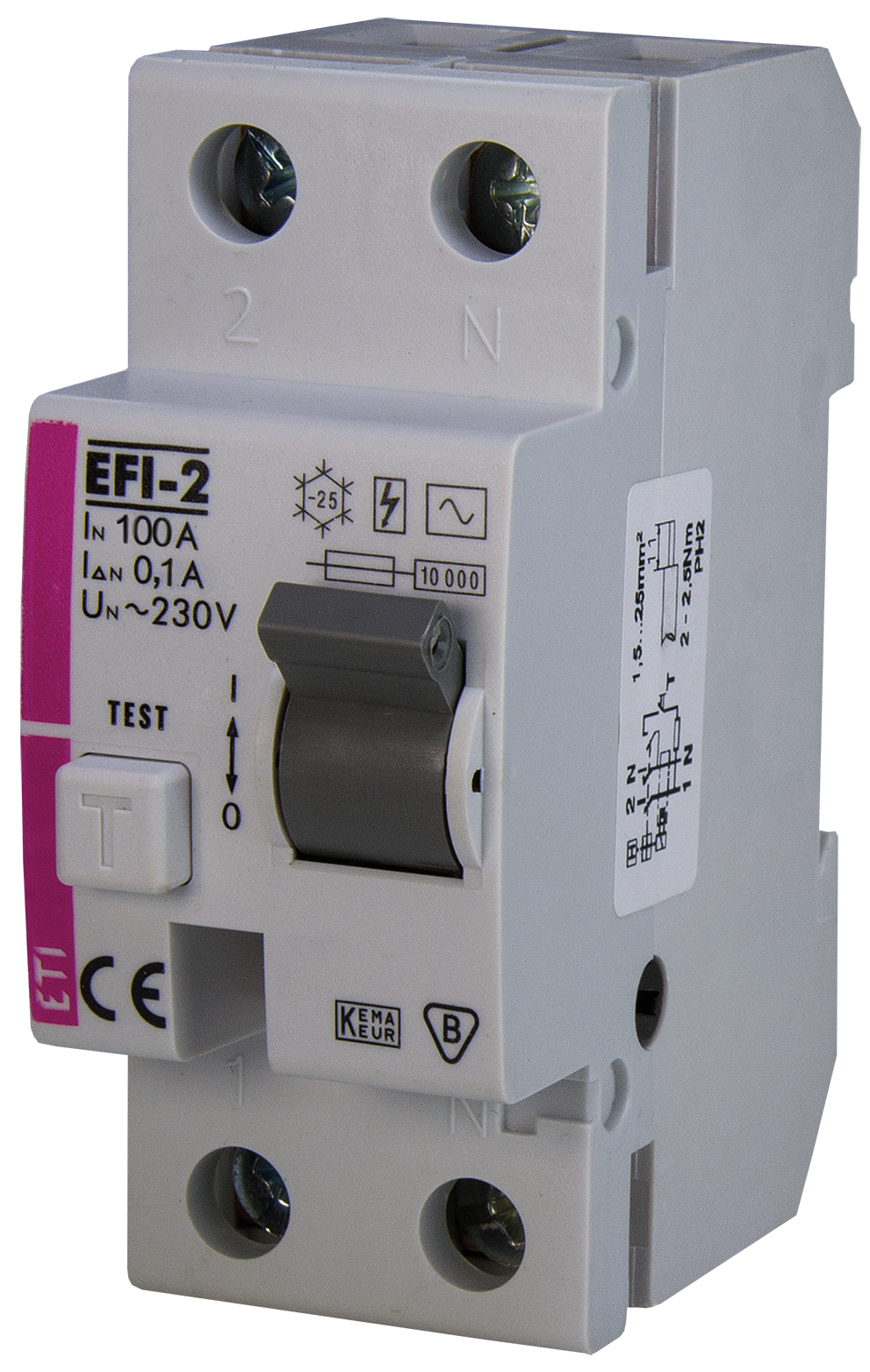Chránič dvoupolový ETI 002062533 EFI-2 AC 100/0,1