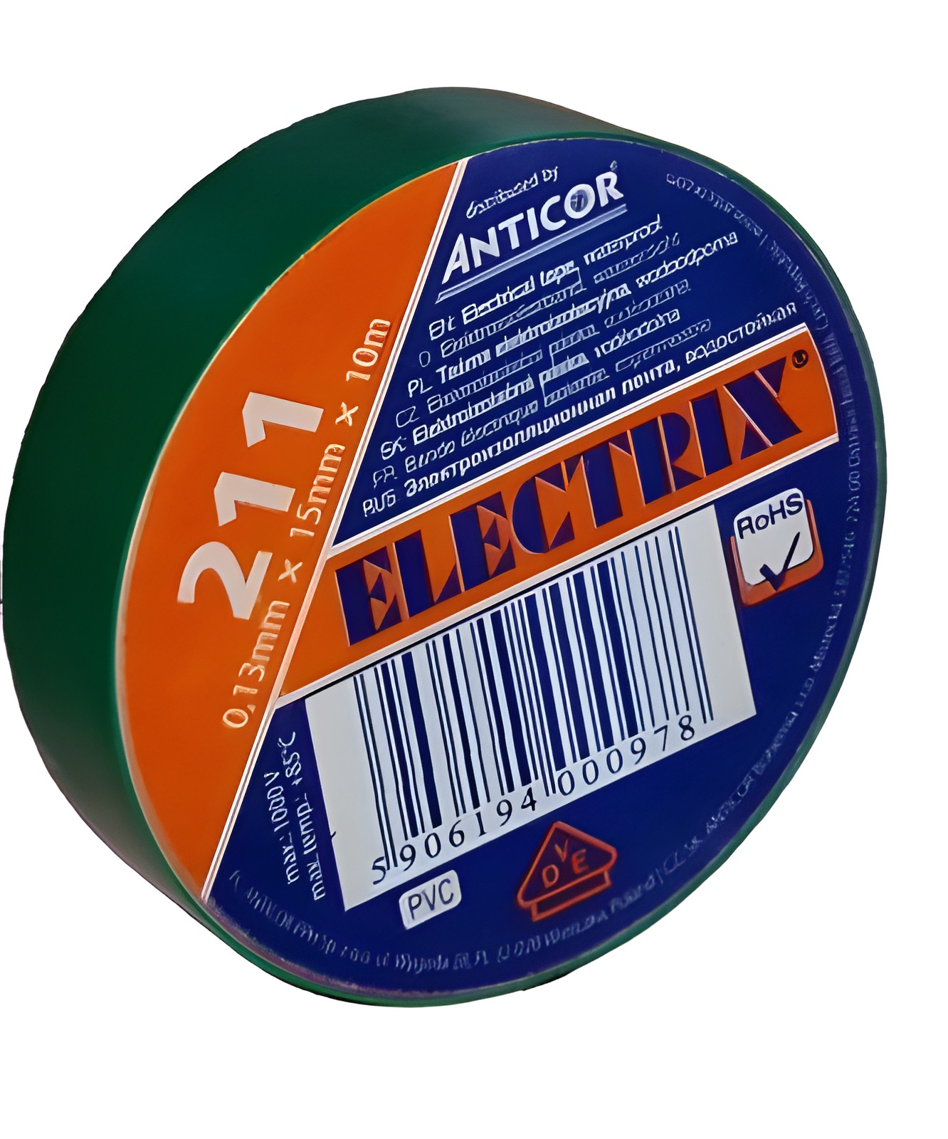 ANT204 Elektroizolační páska 211 PVC/15x10x0,13/zelená