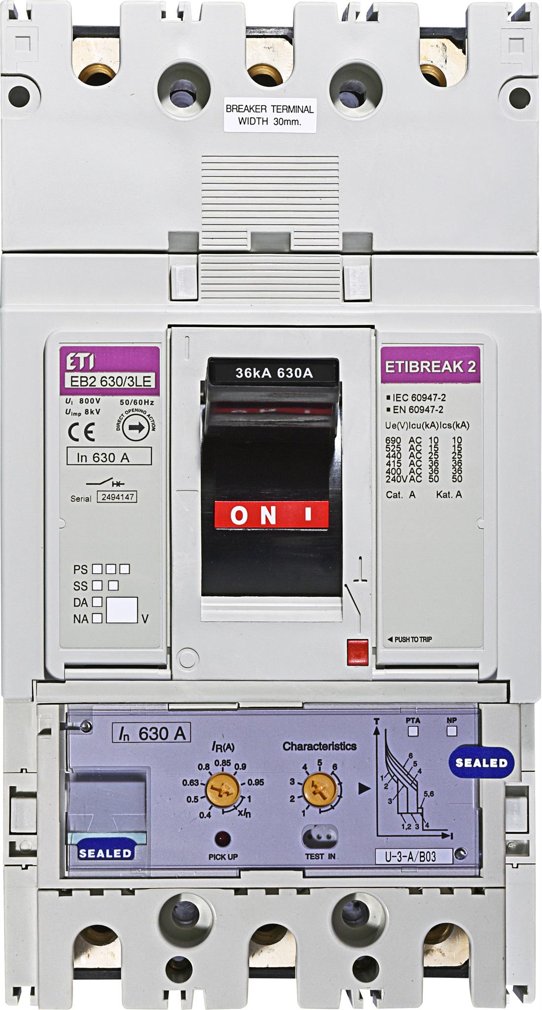 ETI 004671121 kompaktní jistič, EB2 630/3LE 630A 3p