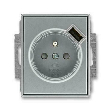 ABB 5569E-A02357 36 Time Zásuvka 1násobná s kolíkem, s clonkami, s USB nabíjením